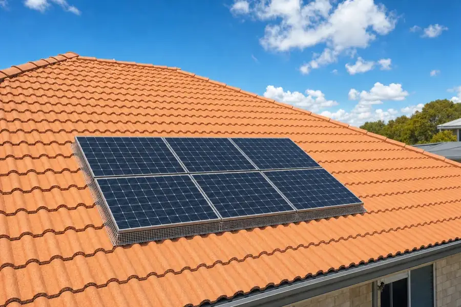 Solar bird proofing on a Sydney roof