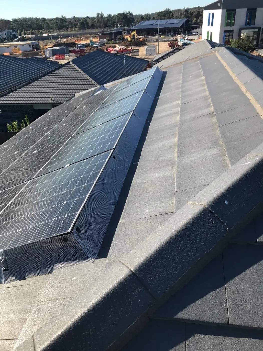 Gutter guard mesh installed along a Sydney roof edge